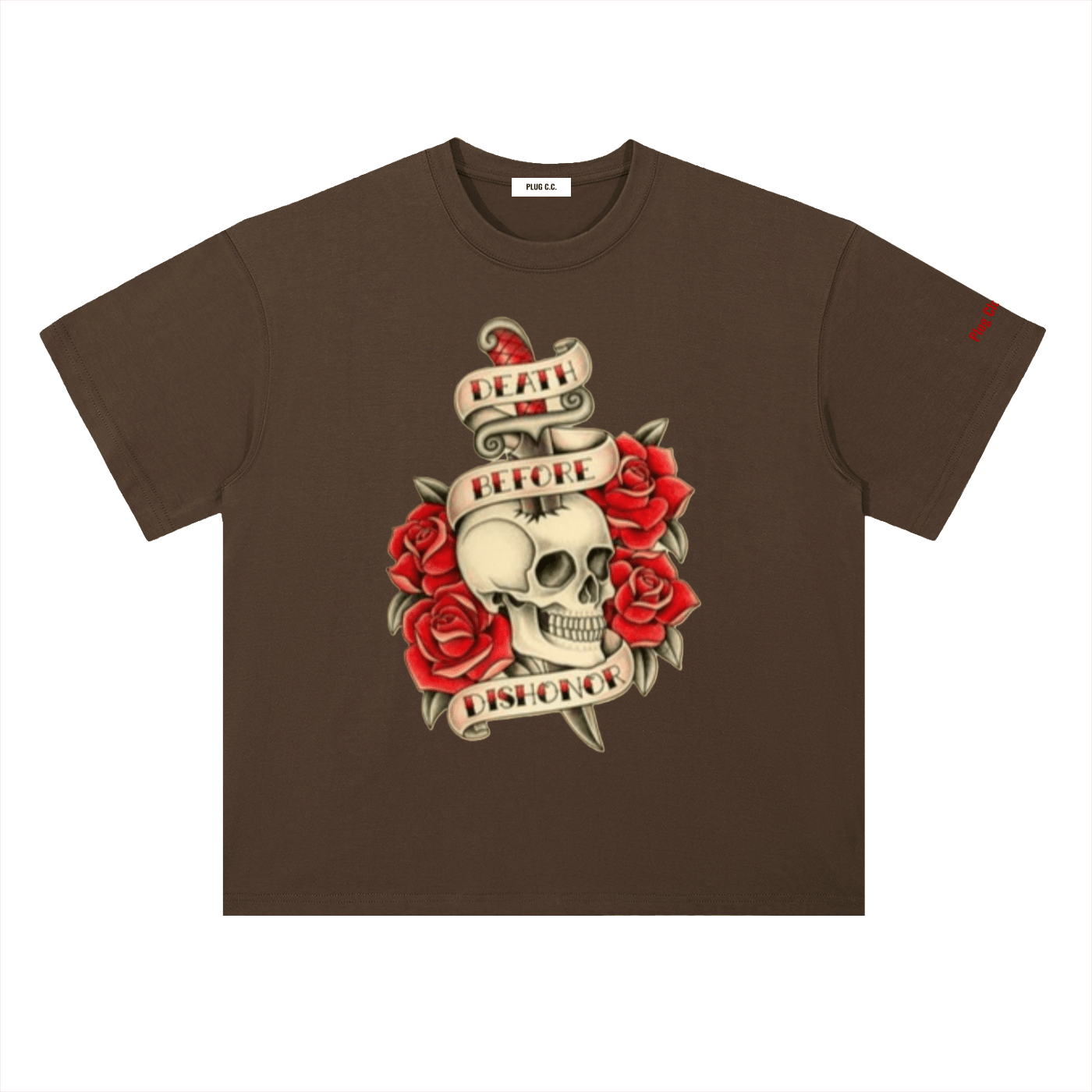 Plug Clothing Company Death Before Dishonor: Heavyweight Drop Shoulder Cotton T-Shirt - Art by Seepengoose: The Plug Clothing Company