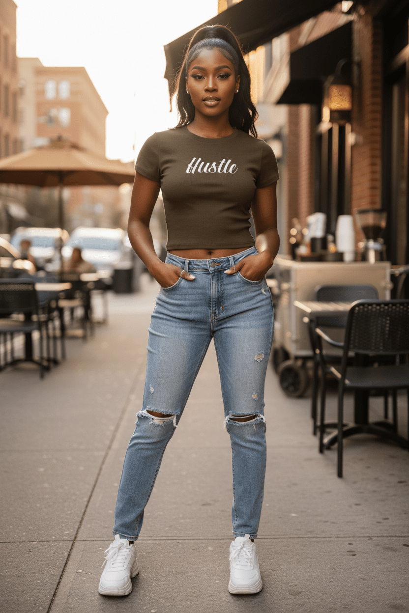 Plug Clothing Company Hustle: Women’s Sunfade Washed T-Shirt - Art by Seepengoose: The Plug Clothing Company