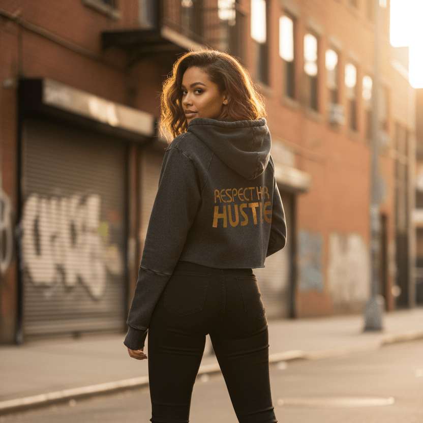 Respect Her Hustle: Vintage Washed Raw Edge Hoodie - Art by Seepengoose: The Plug Clothing Company