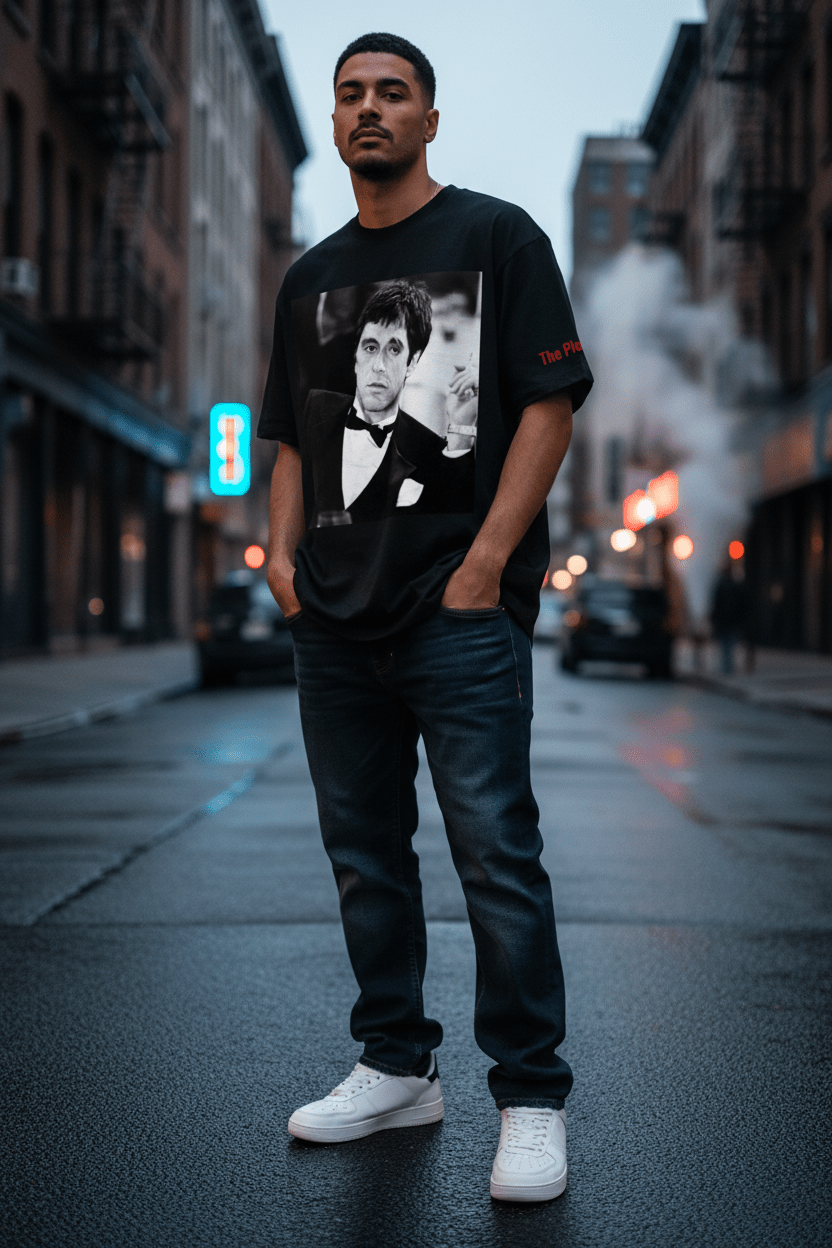 Scarface: Bad Guy Heavyweight Cotton T-Shirt - Art by Seepengoose: The Plug Clothing Company
