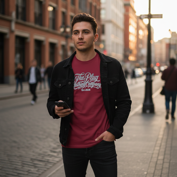 The Plug Clothing Company Chicano Script Logo T-Shirt – Premium Heavyweight Cotton Tee