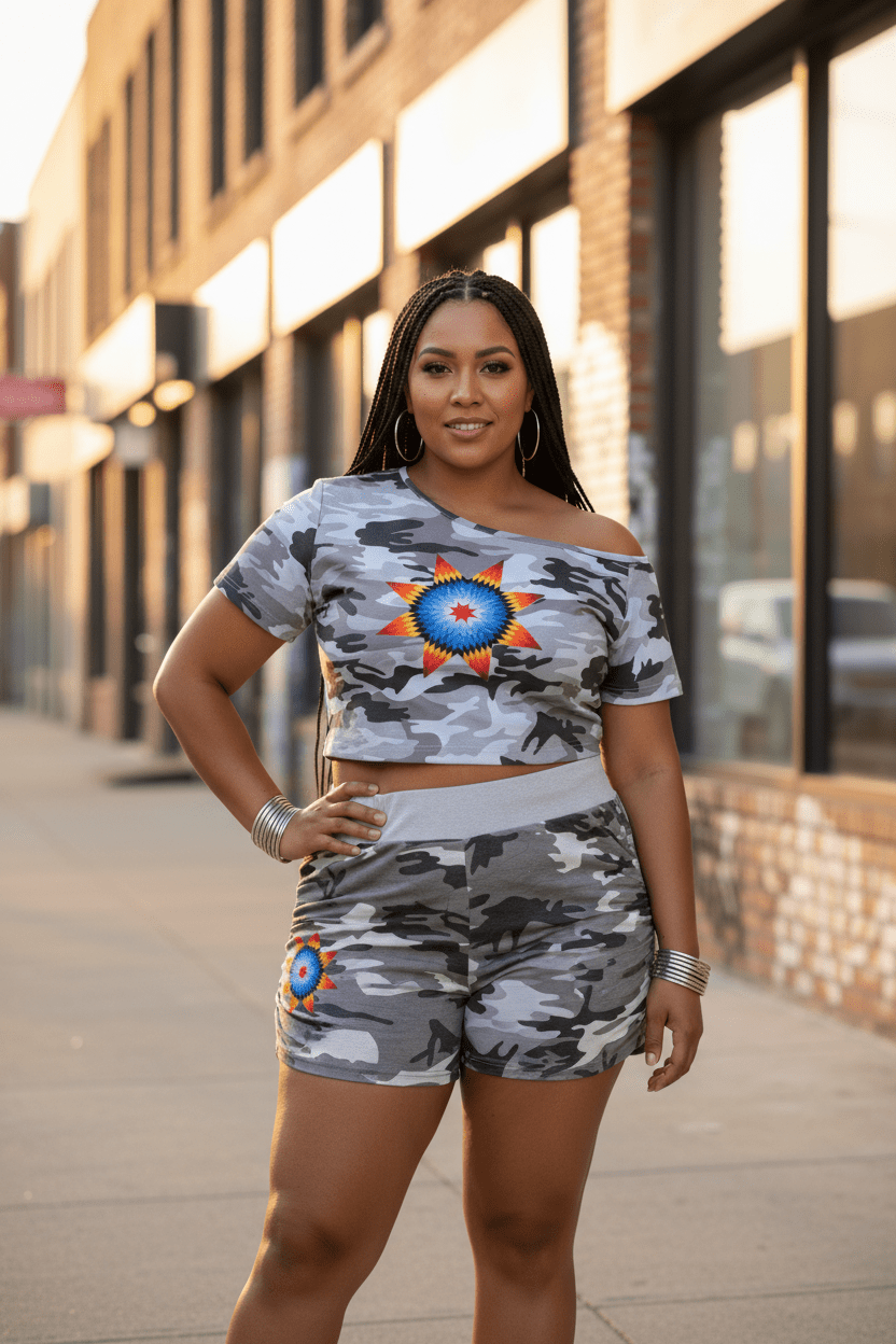 She;s The Plug Camo bundle - army green, pink camo, grey camo - Art by Seepengoose: The Plug Clothing Company
