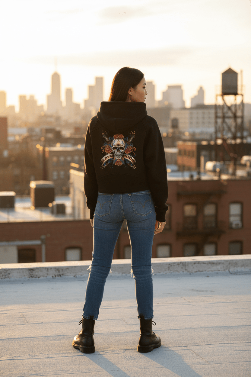 She's The Plug: Women's Cropped Zip-Through Hoodie - Art by Seepengoose: The Plug Clothing Company