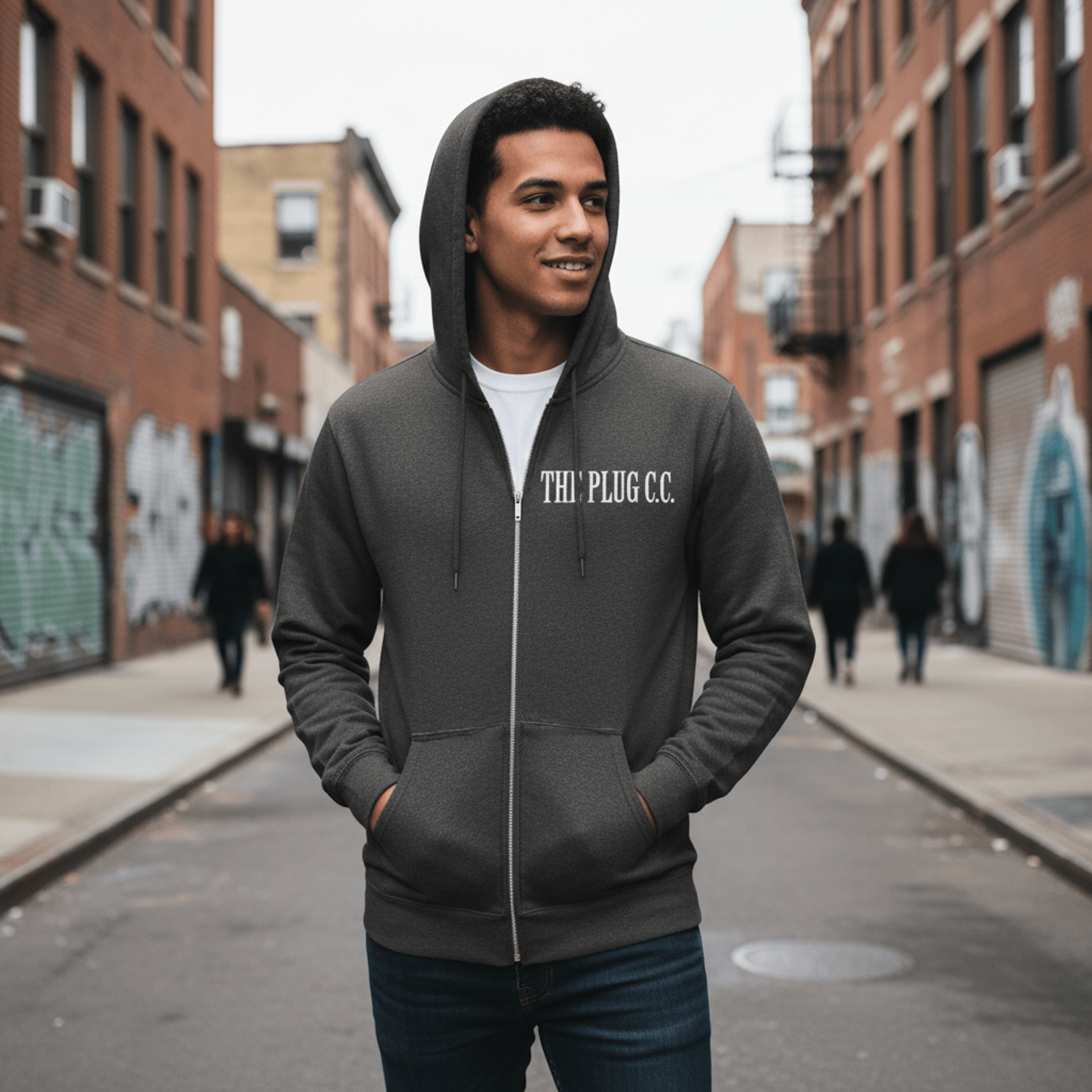 The Plug Apparel Co. Full-Zip Hoodie — Premium Streetwear Zip-Up - Art by Seepengoose: The Plug Clothing Company