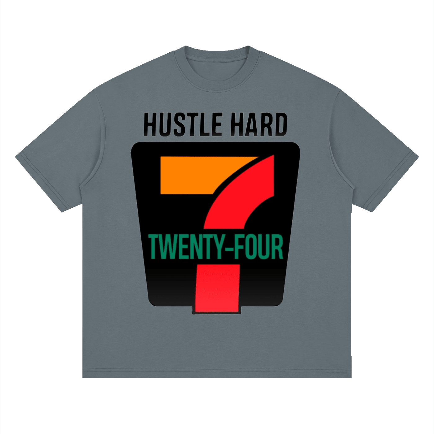 The Plug C.C Hustle Hard 24/7: Streetwear Loose Drop Shoulder T-Shirt - Art by Seepengoose: The Plug Clothing Company