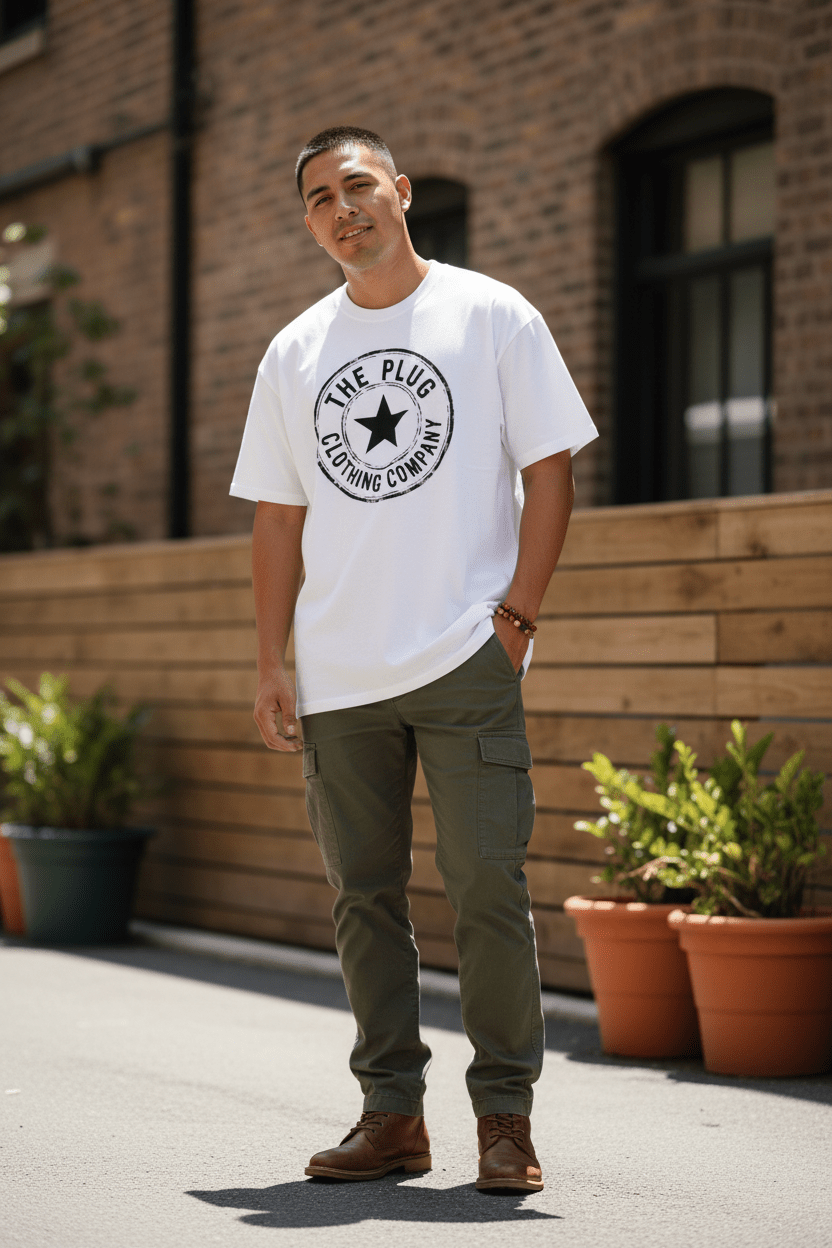 The Plug Clothing Co. Drop Shoulder Cotton T-Shirt - Art by Seepengoose: The Plug Clothing Company