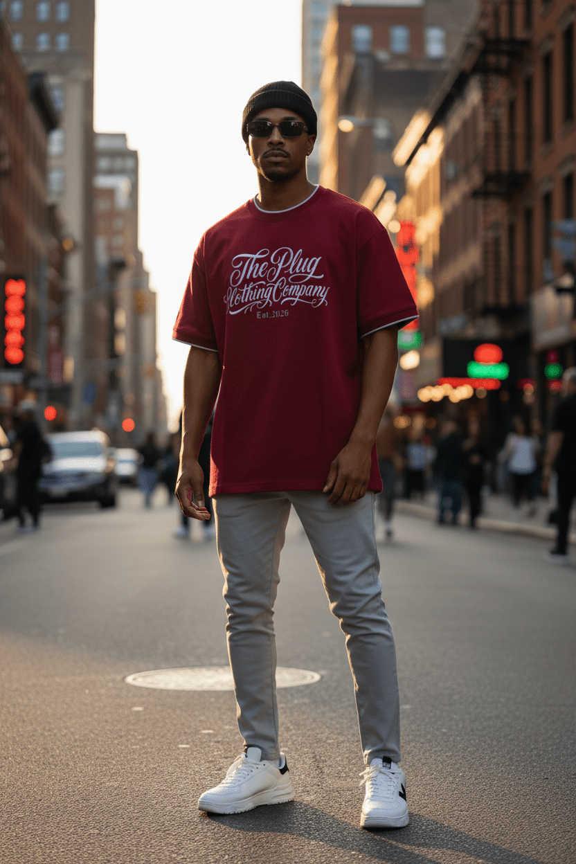 The Plug Clothing Co. in Chicano Script: Unisex Regular Fit T-Shirt - Art by Seepengoose: The Plug Clothing Company