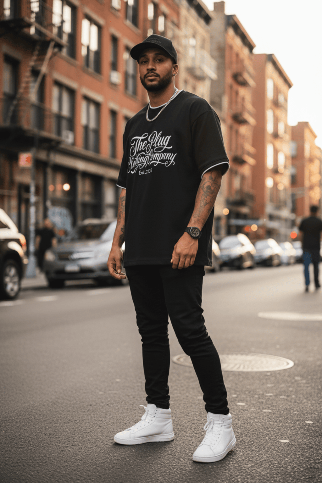 The Plug Clothing Co. in Chicano Script: Unisex Regular Fit T-Shirt - Art by Seepengoose: The Plug Clothing Company