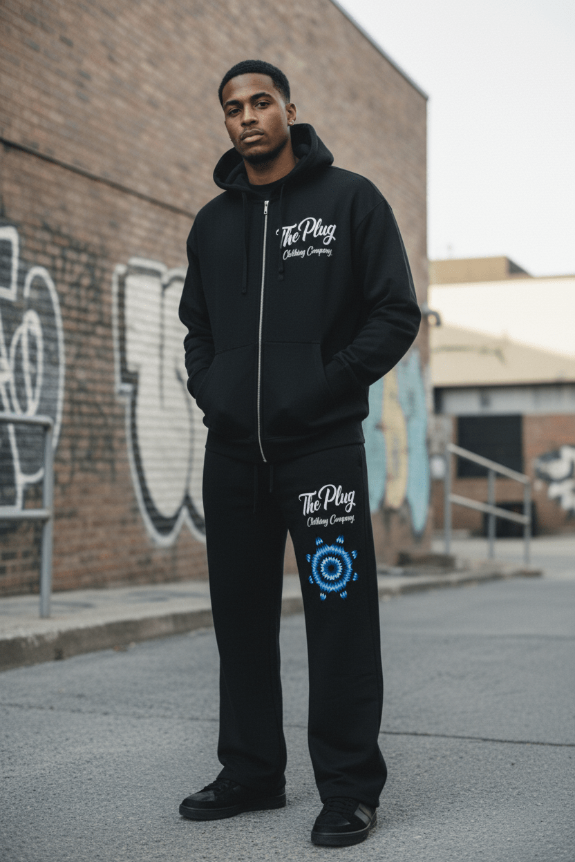 the Plug Hoodie and sweatpants bundle - Art by Seepengoose: The Plug Clothing Company
