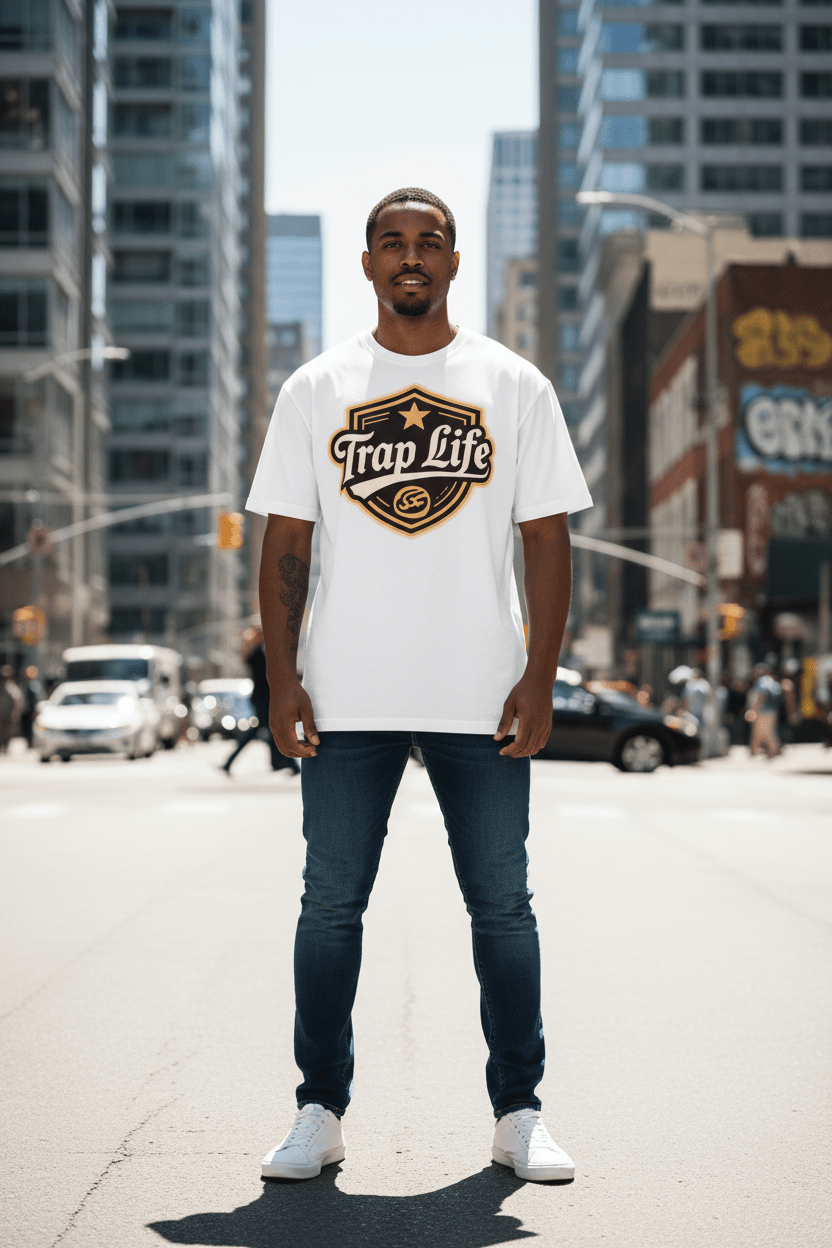 Trap Life Essential Heavyweight Cotton T-Shirt | The Plug Clothing Co. - Art by Seepengoose: The Plug Clothing Company