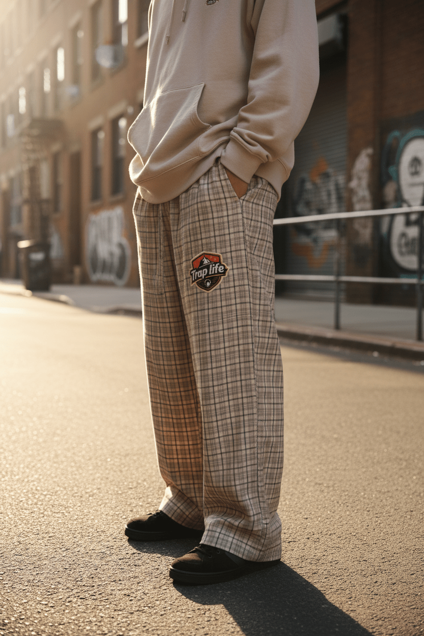Trap Life Plaid Wide Leg Pants - Art by Seepengoose: The Plug Clothing Company