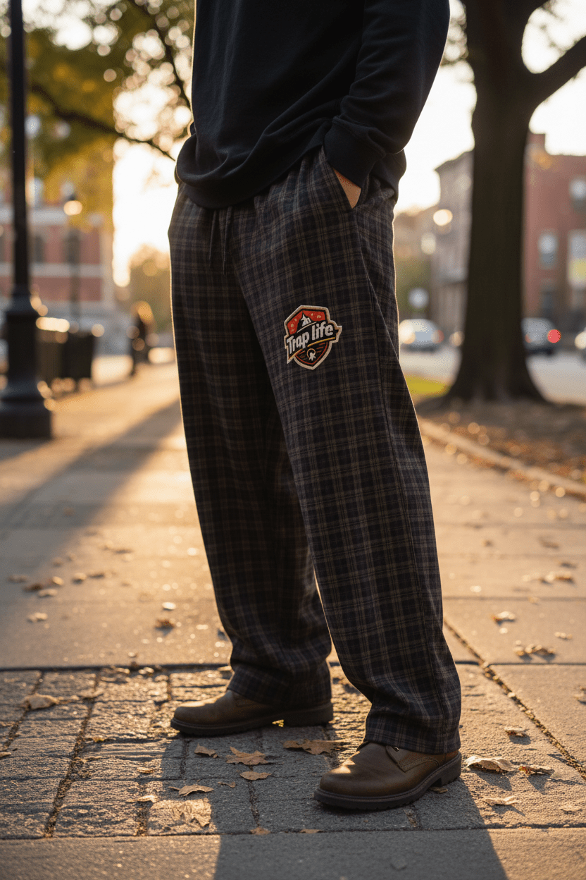 Trap Life Plaid Wide Leg Pants - Art by Seepengoose: The Plug Clothing Company