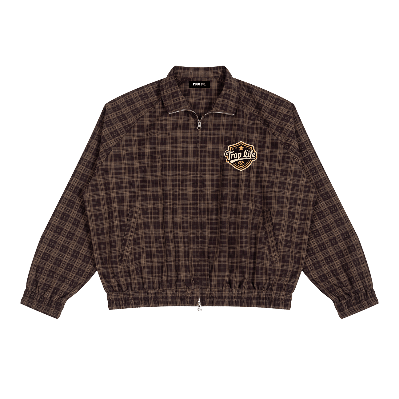 Trap Life Unisex Plaid Full-Zip Track Jacket - Art by Seepengoose: The Plug Clothing Company