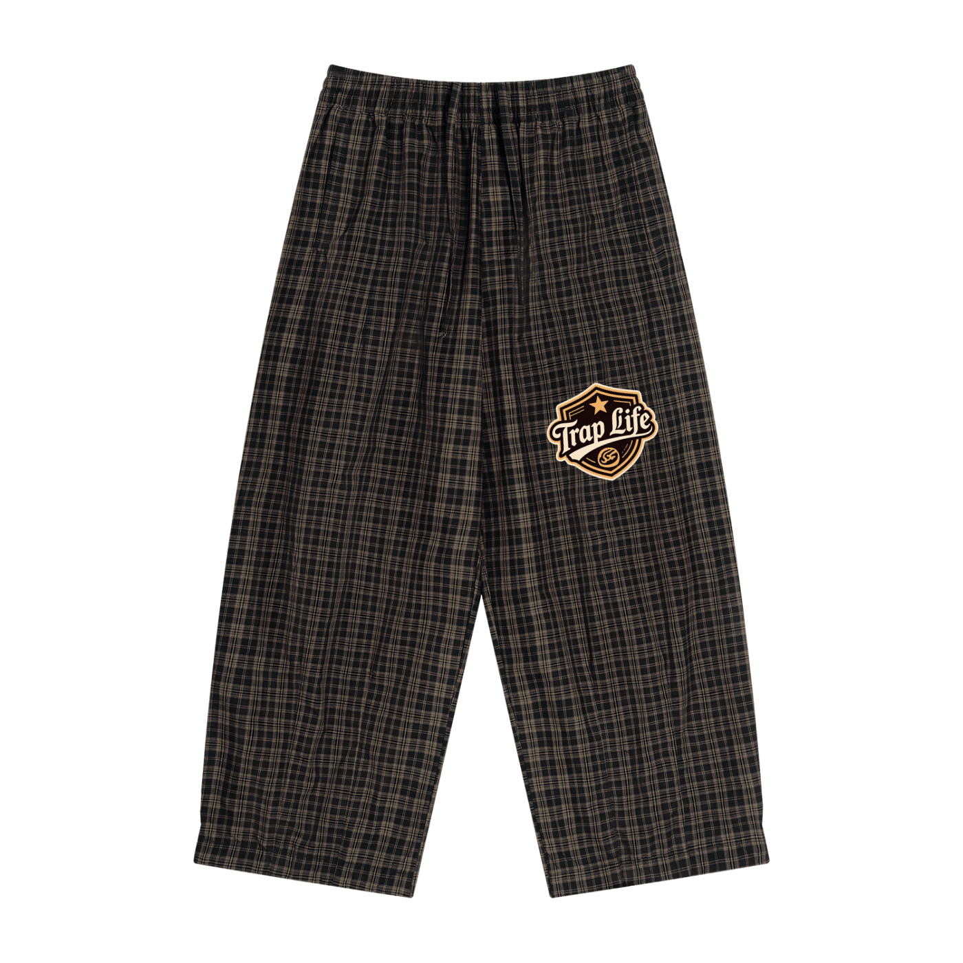 Trap Life Unisex Plaid Wide Leg Pants | The Plug Clothing Co. - Art by Seepengoose: The Plug Clothing Company