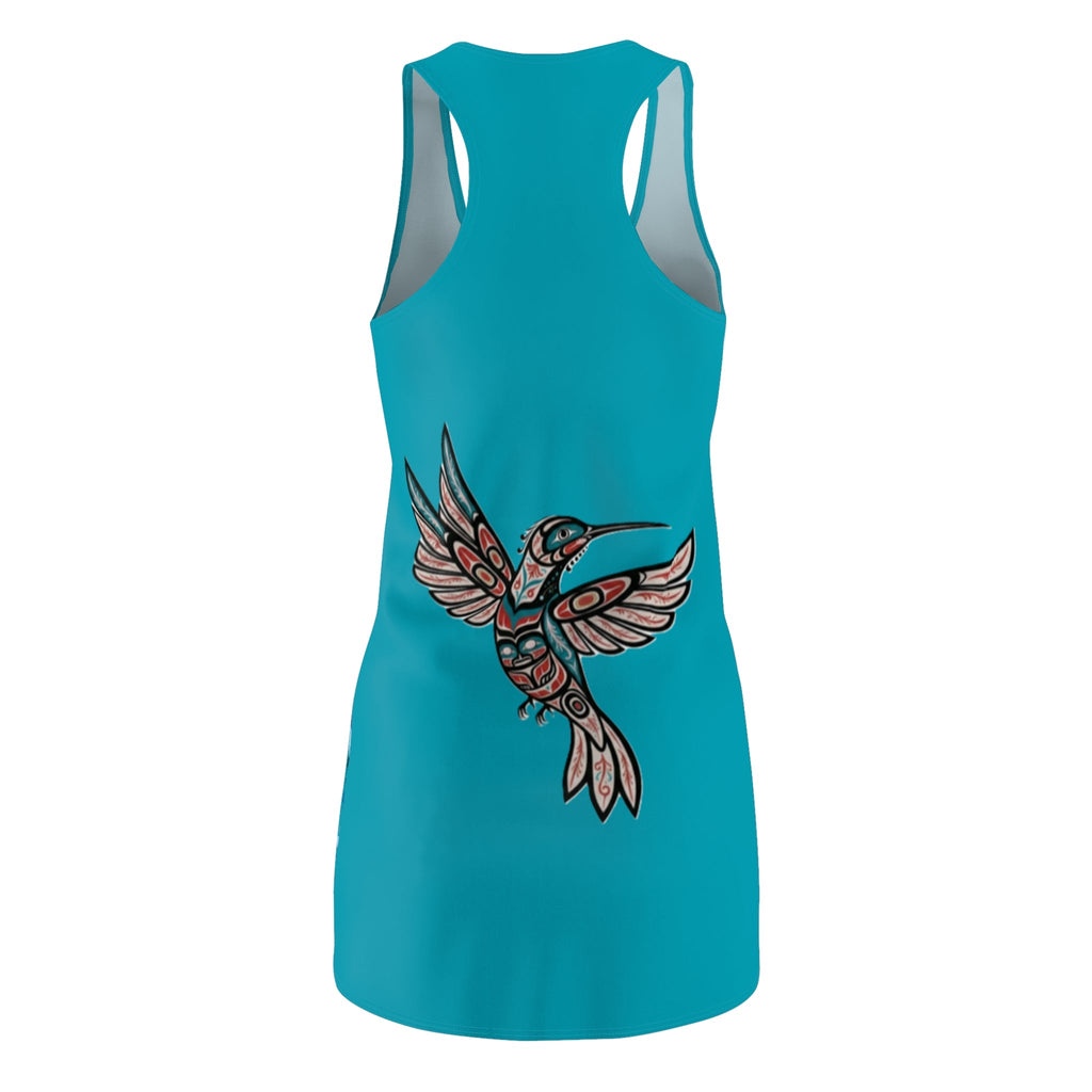 Turquoise Star & Hummingbird Racerback Dress - Native Pattern AOP - Art by Seepengoose: The Plug Clothing Company