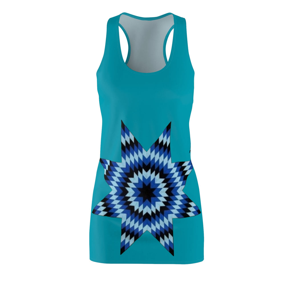 Turquoise Star & Hummingbird Racerback Dress - Native Pattern AOP - Art by Seepengoose: The Plug Clothing Company