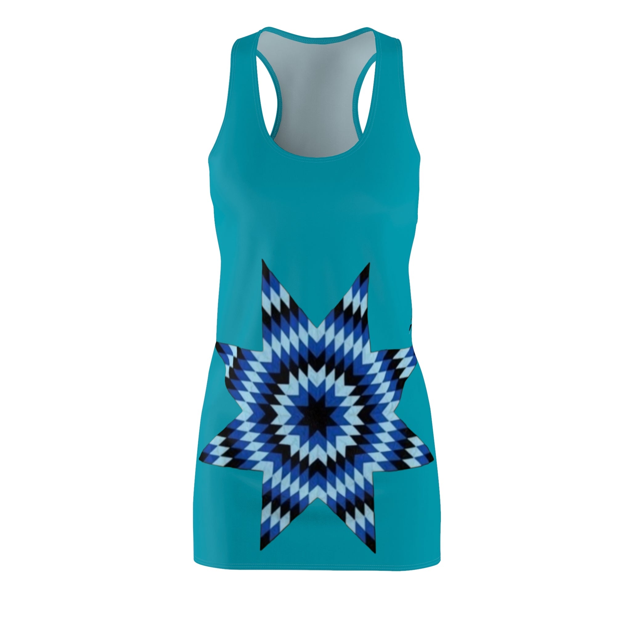 Turquoise Star & Hummingbird Racerback Dress - Native Pattern AOP - Art by Seepengoose: The Plug Clothing Company