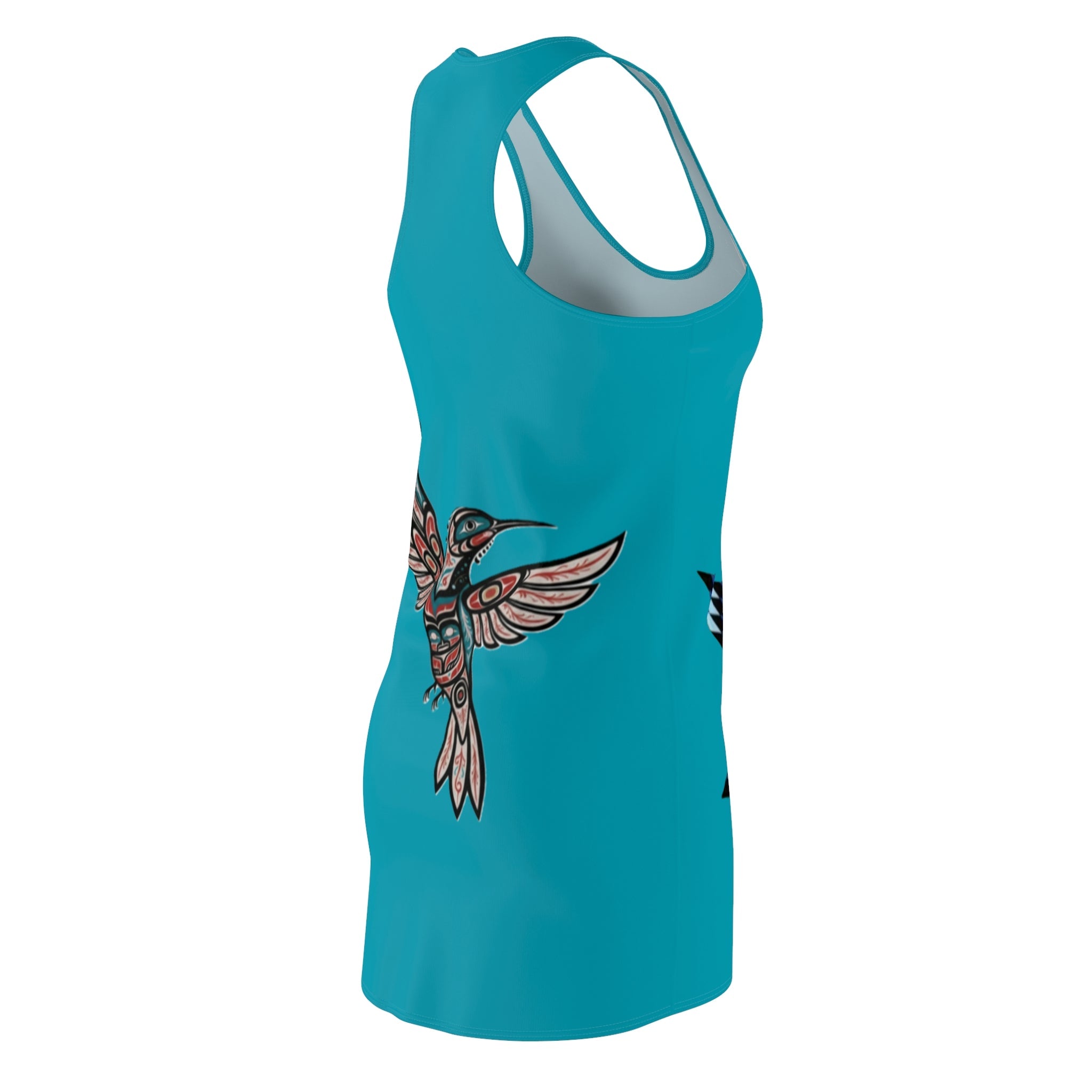 Turquoise Star & Hummingbird Racerback Dress - Native Pattern AOP - Art by Seepengoose: The Plug Clothing Company