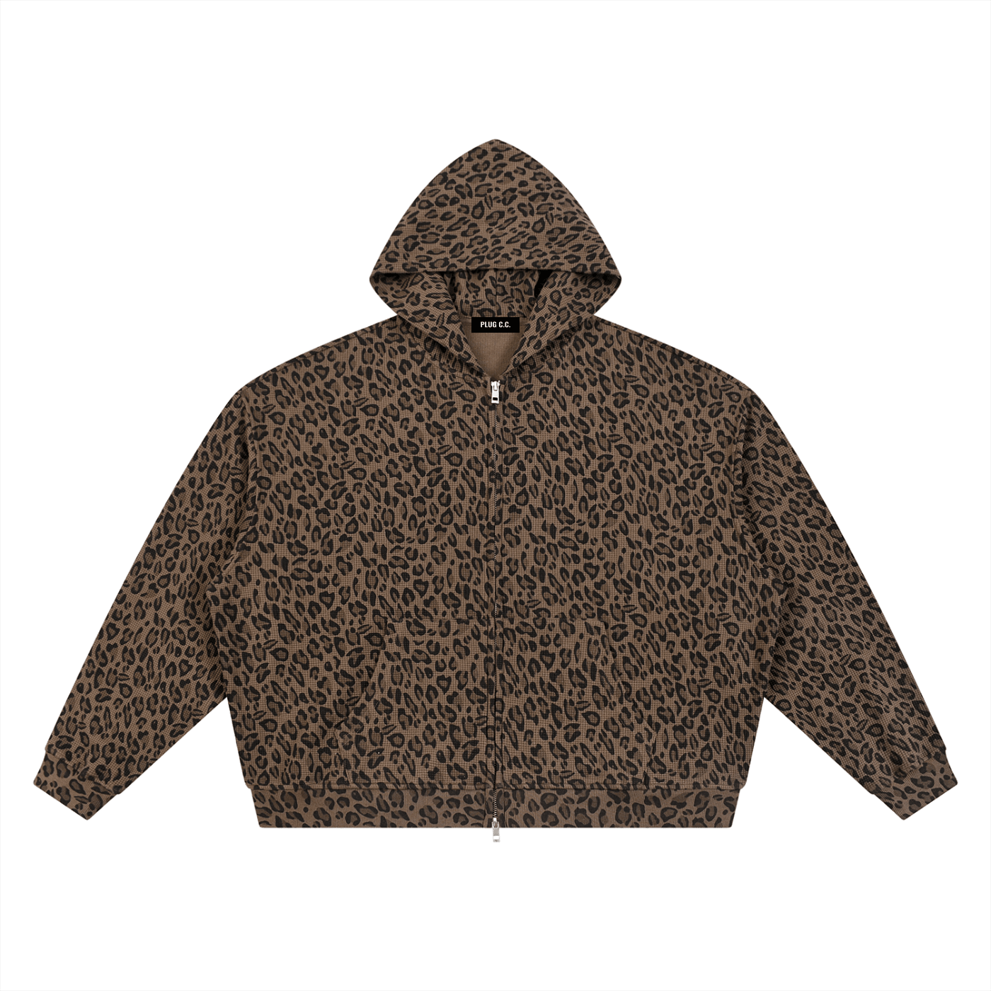 Unisex Leopard Print Waffle Full Zip Hoodie: Heart and Sparrow Tattoo - Art by Seepengoose: The Plug Clothing Company