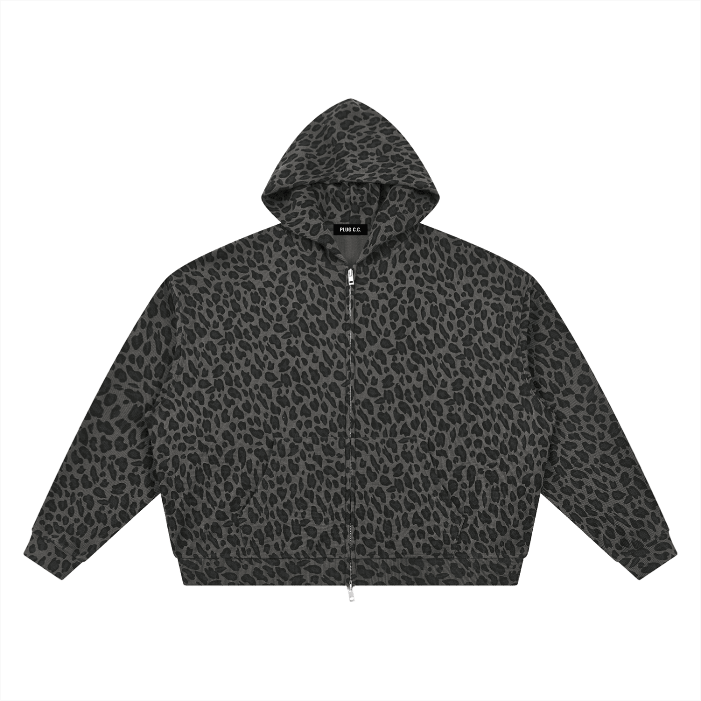 Unisex Leopard Print Waffle Full Zip Hoodie: Heart and Sparrow Tattoo - Art by Seepengoose: The Plug Clothing Company
