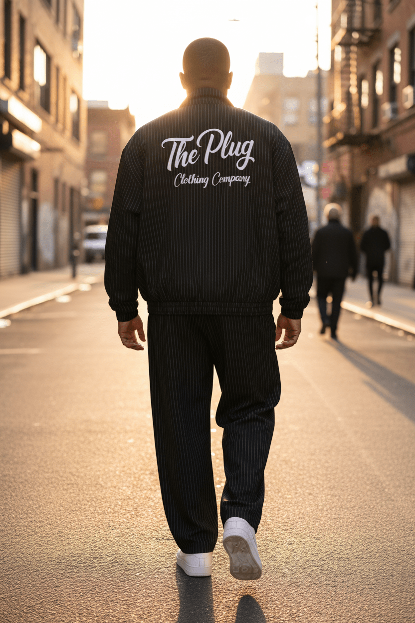 Unisex Striped Full-Zip Track Jacket - Art by Seepengoose: The Plug Clothing Company