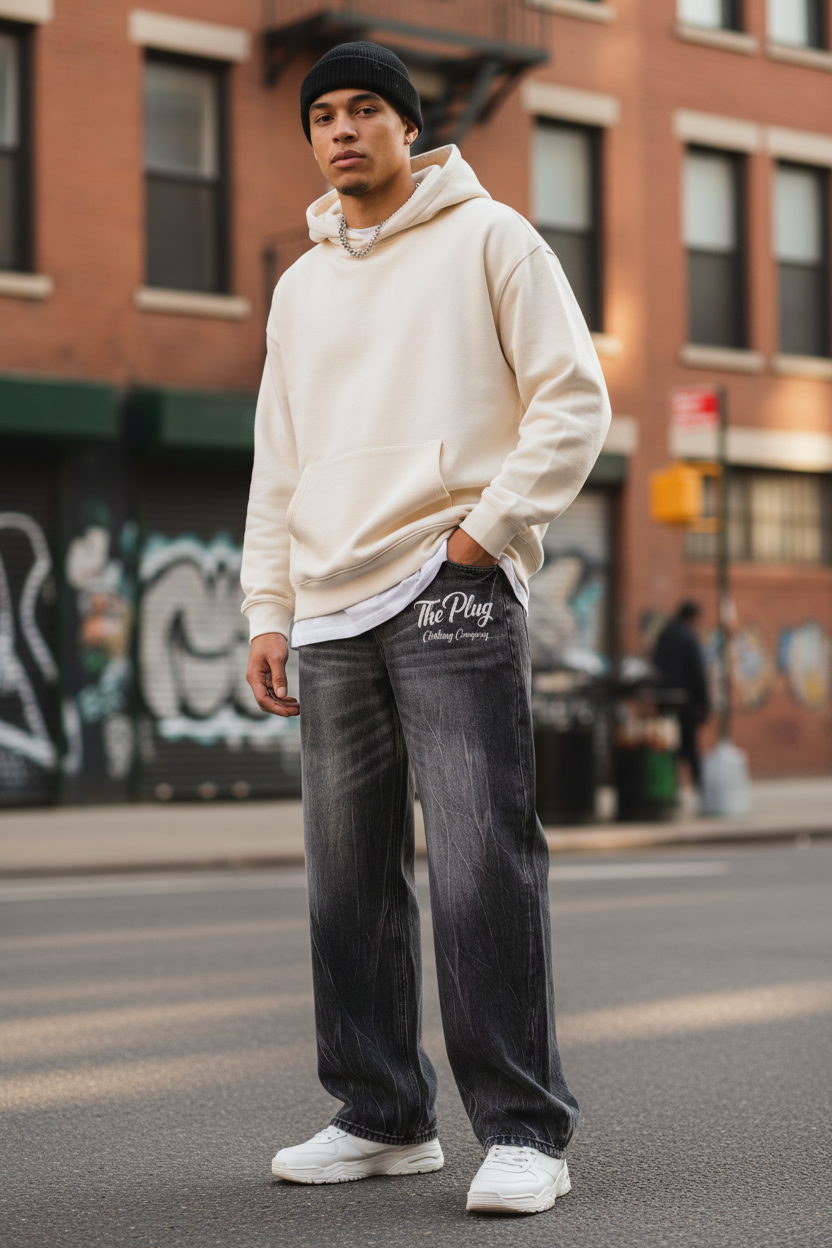 Vintage Wash Wide Leg Jeans Lifestyle