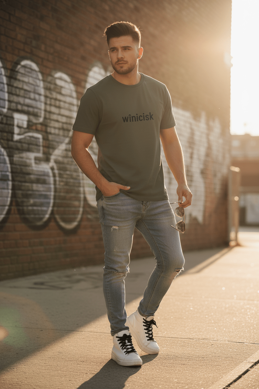 Winicisk Minimalist Logo Tee — Cream Indigenous Streetwear - Art by Seepengoose: The Plug Clothing Company