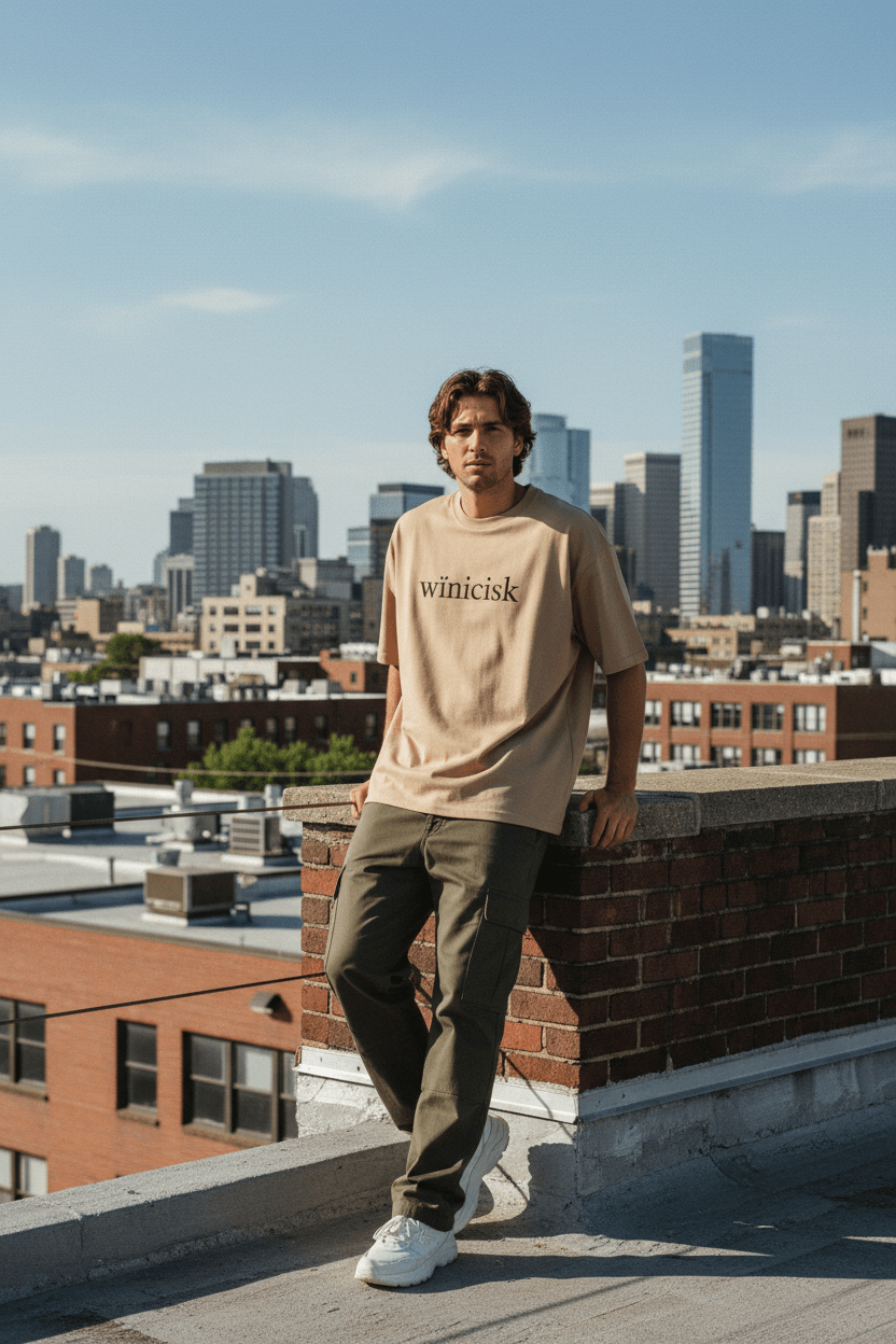 Winicisk Minimalist Logo Tee — Cream Indigenous Streetwear - Art by Seepengoose: The Plug Clothing Company