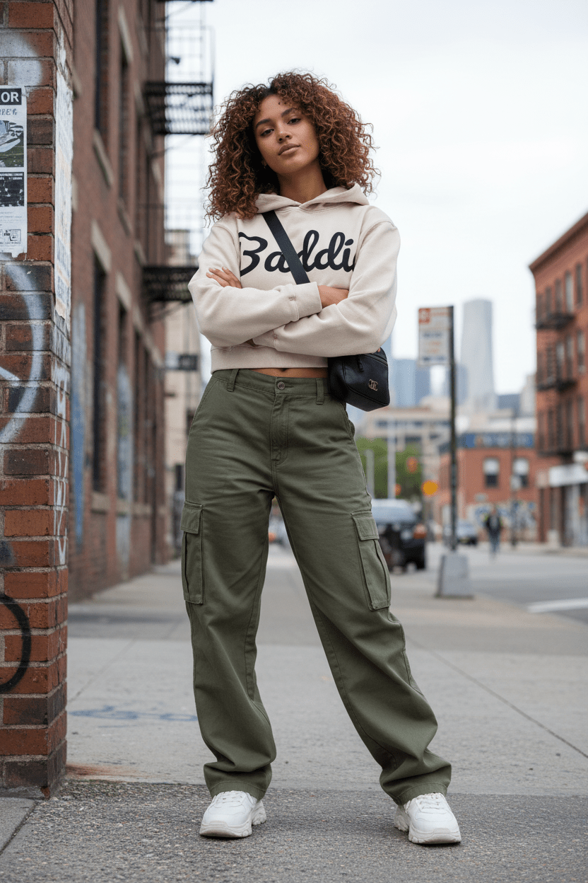 Women’s Baddie Washed Crop Hoodie - Art by Seepengoose: The Plug Clothing Company