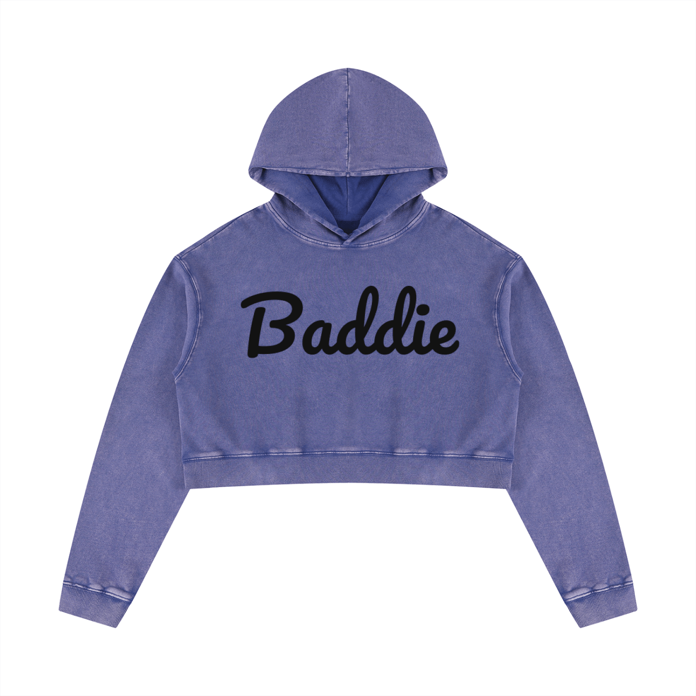 Women’s Baddie Washed Crop Hoodie - Art by Seepengoose: The Plug Clothing Company