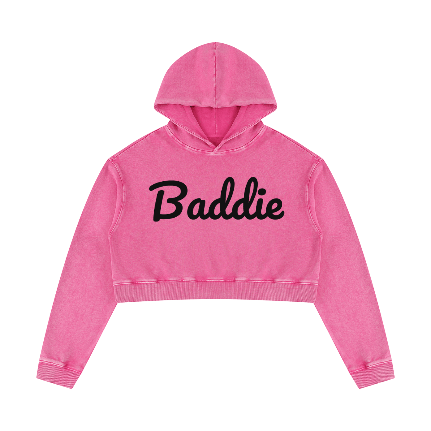 Women’s Baddie Washed Crop Hoodie - Art by Seepengoose: The Plug Clothing Company