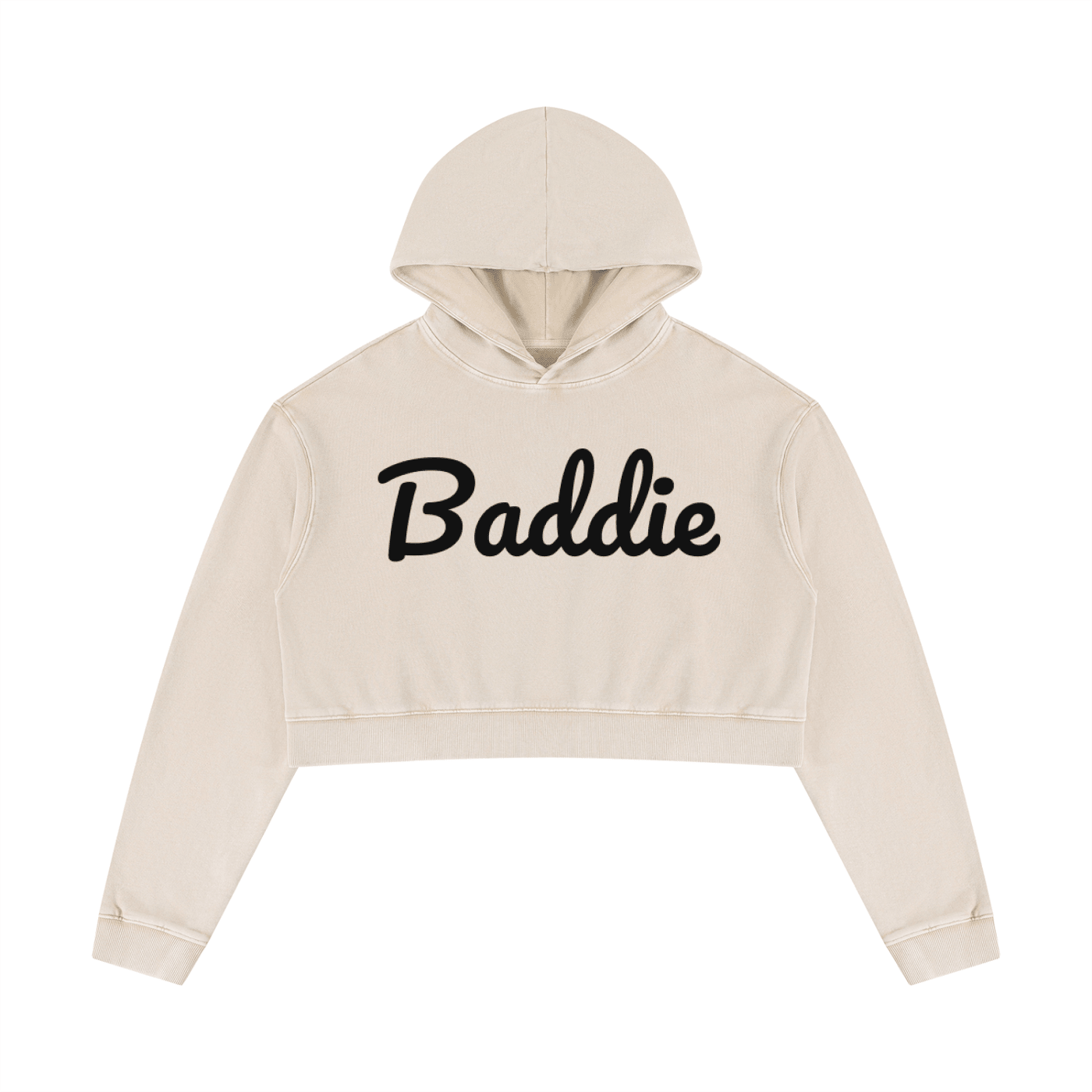 Women’s Baddie Washed Crop Hoodie - Art by Seepengoose: The Plug Clothing Company