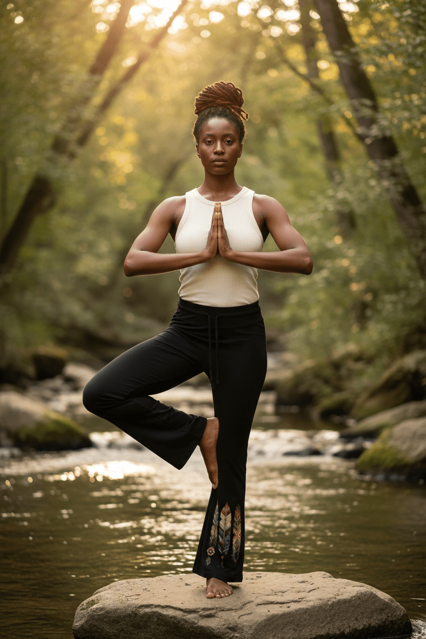 Women's Flared Drawstring Yoga Pants | She's The Plug - Art by Seepengoose: The Plug Clothing Company