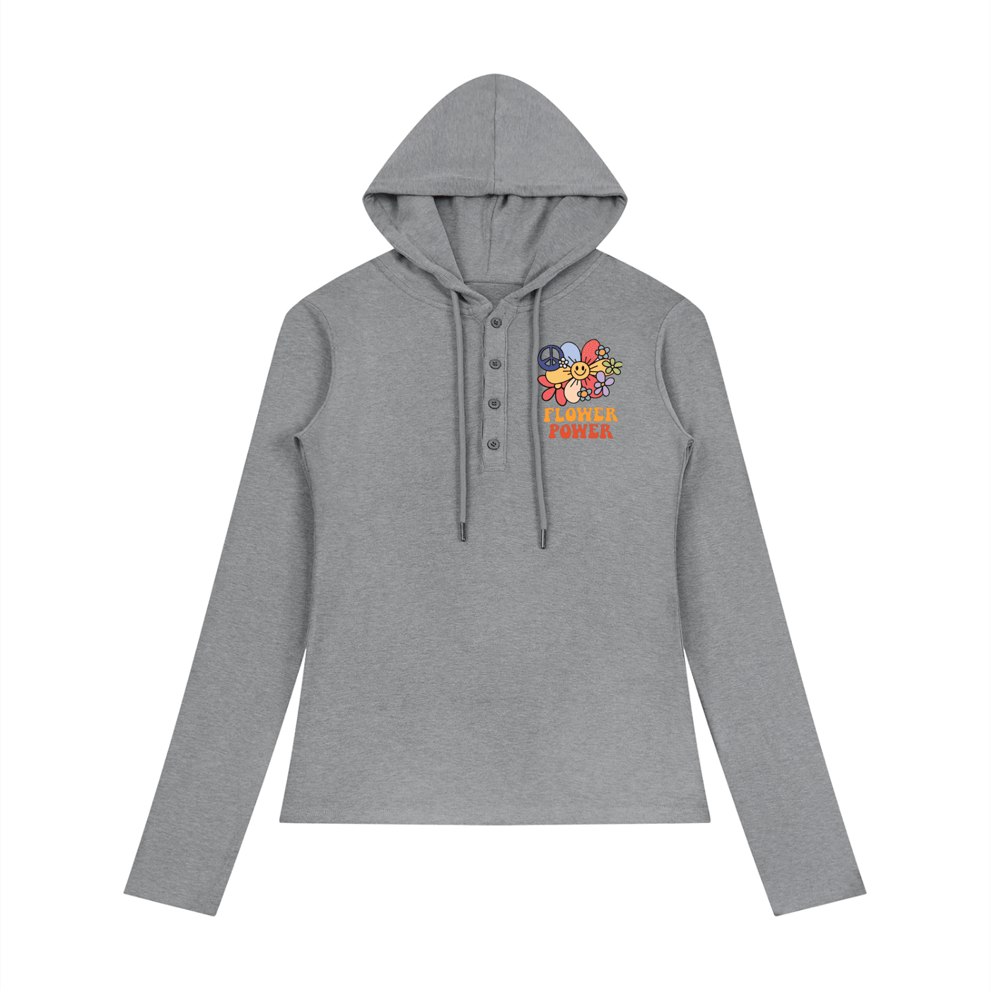 Women’s Flower Power: Slim Half-Button T-Shirt - Art by Seepengoose: The Plug Clothing Company