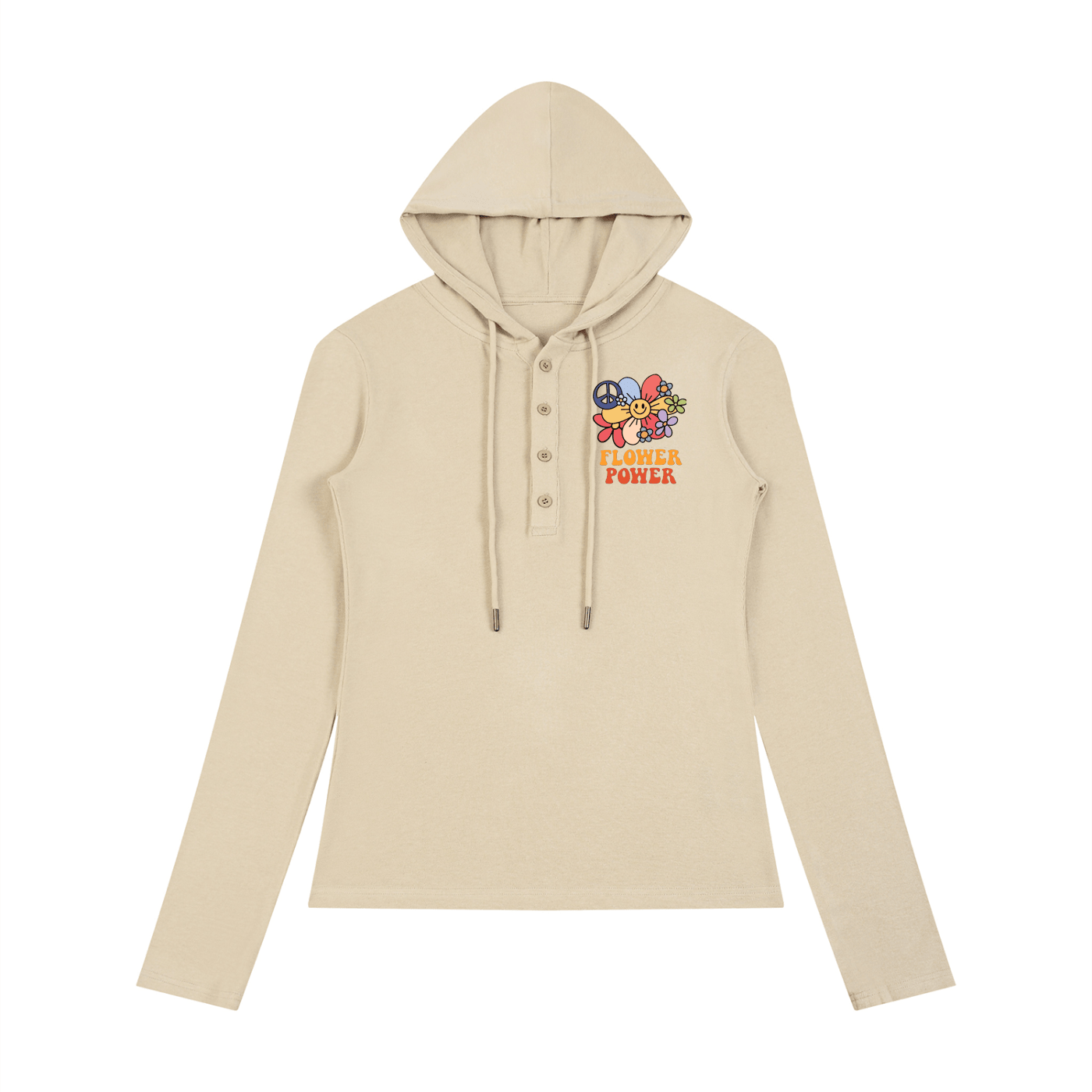 Women’s Flower Power: Slim Half-Button T-Shirt - Art by Seepengoose: The Plug Clothing Company